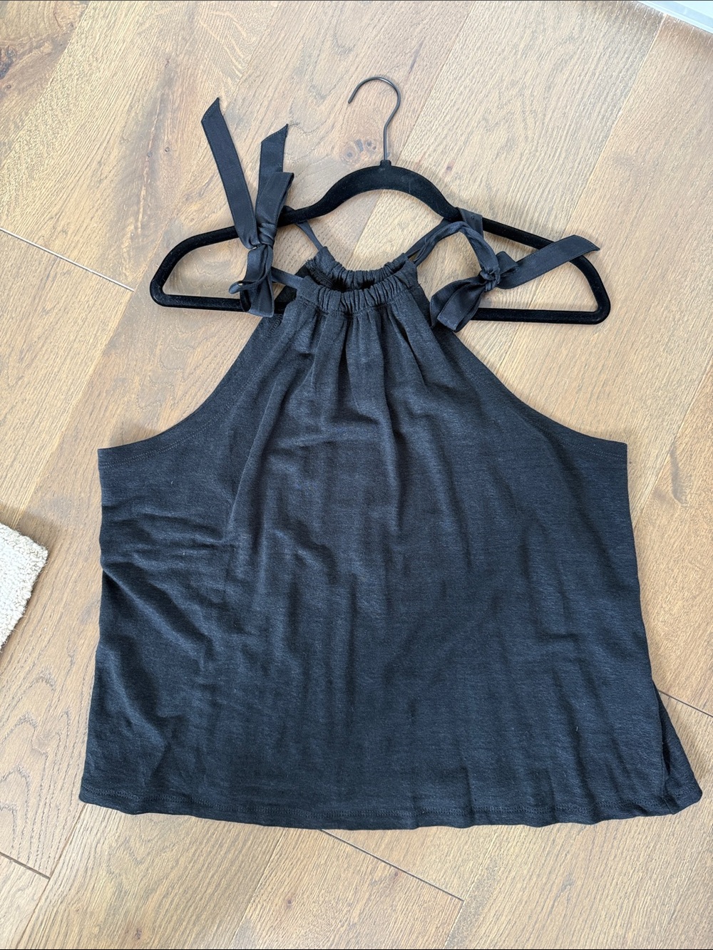 J. Crew black linen halter tank